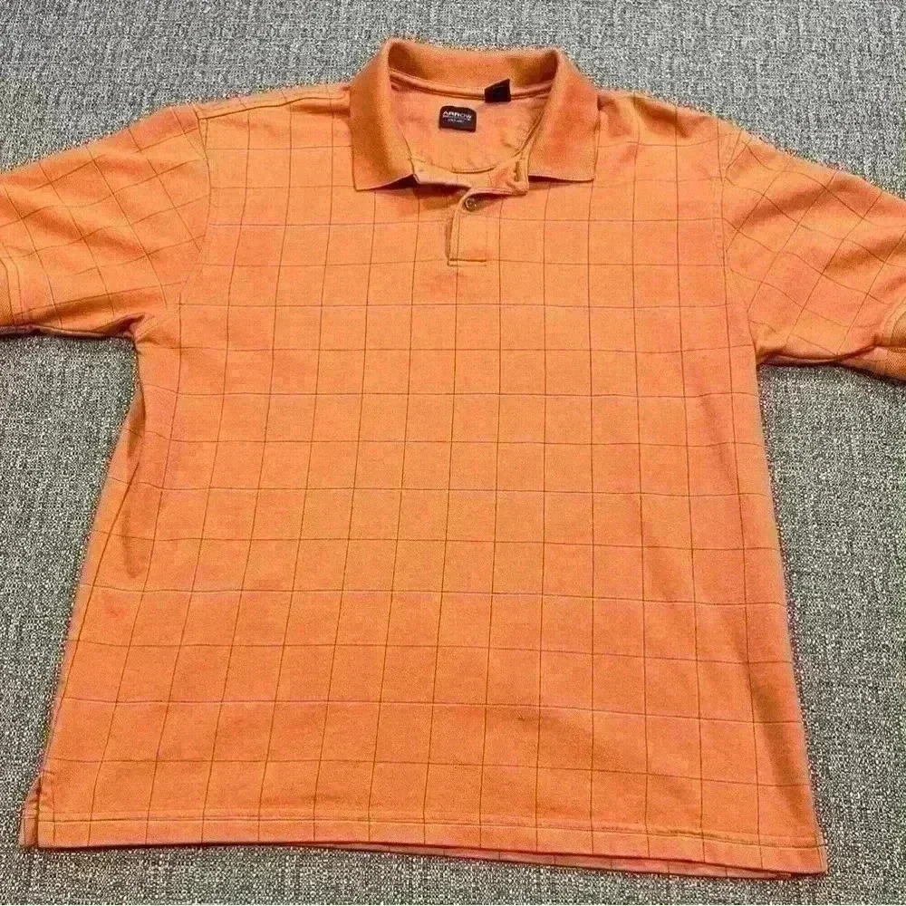 Arrow Orange & Brown Windowpane Plaid Short Sleeve Shirt- Size XXL
